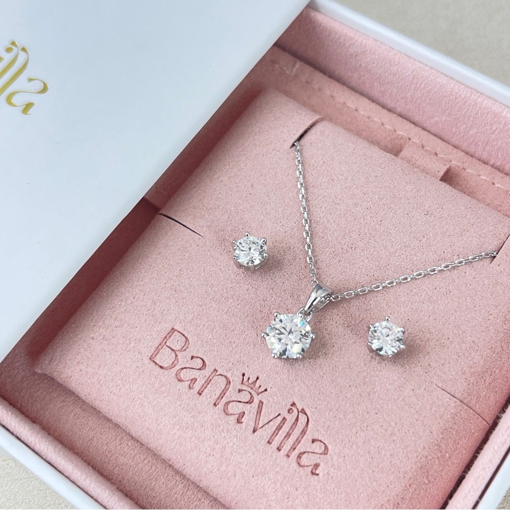 2ctw Moissanite S925 Solitaire Diamond Jewlery Giftset 18k Plated